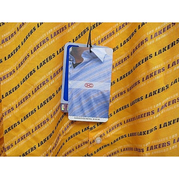 NBA Los Angeles Lakers 3XL Gold Button Up Dress Shirt by Headmaster Designer - Picture 8 of 8